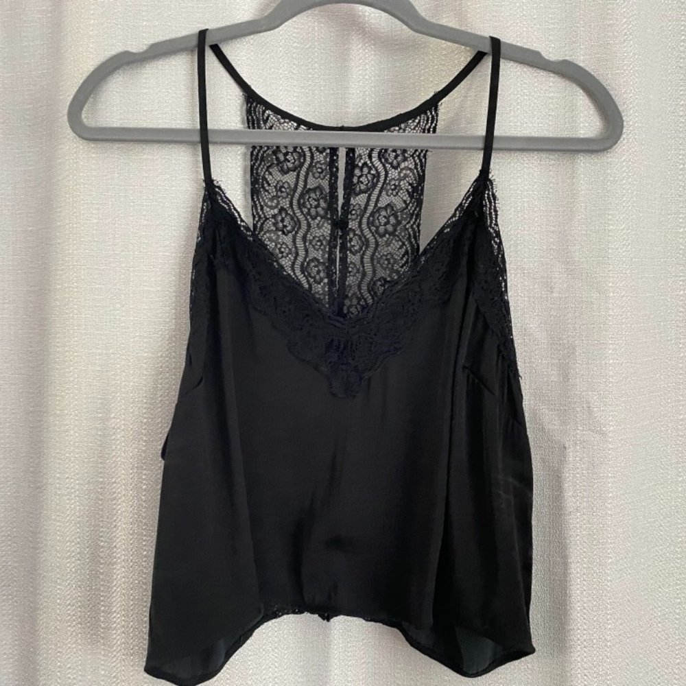 Lace and satin like cropped tank top